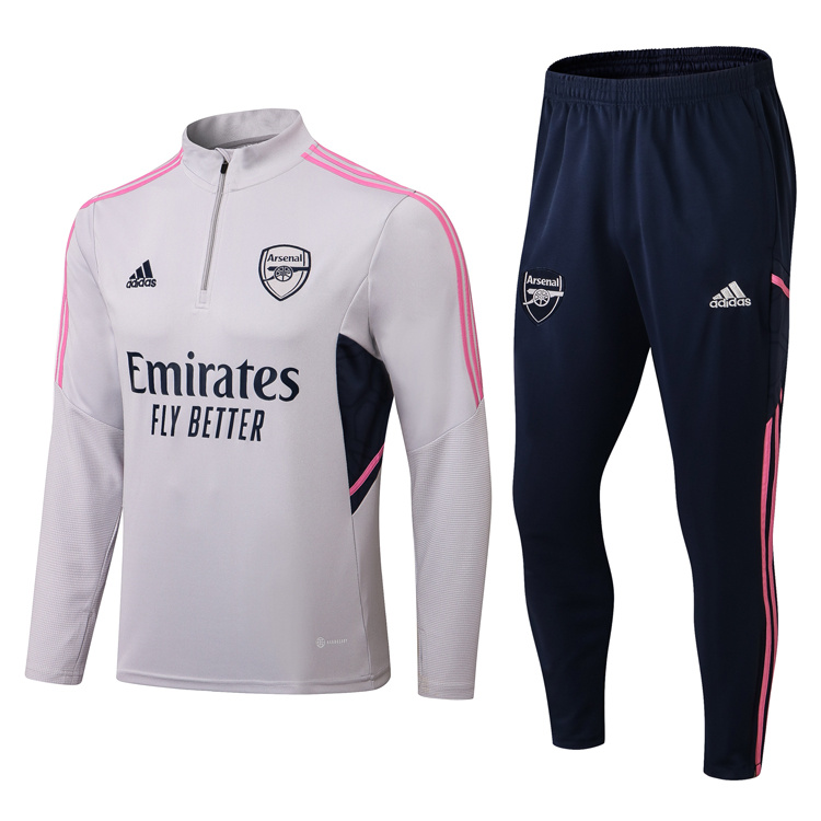AAA Quality Arsenal 22/23 Tracksuit - Grey/Pink